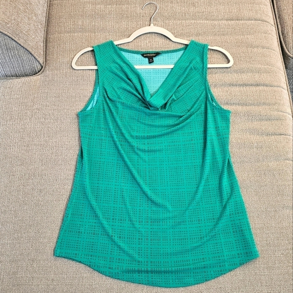 Banana Republix Green Black Pattern Office Career Work Office Top Size XS